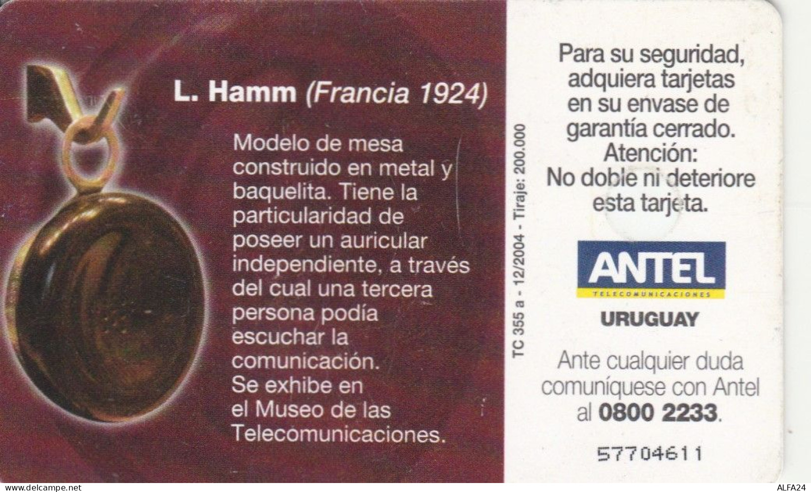 PHONE CARD URUGUAY  (E108.51.1 - Uruguay