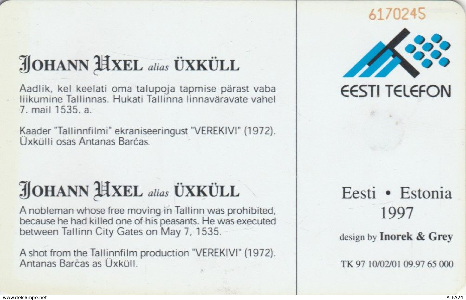 PHONE CARD ESTONIA  (E108.39.7 - Estland