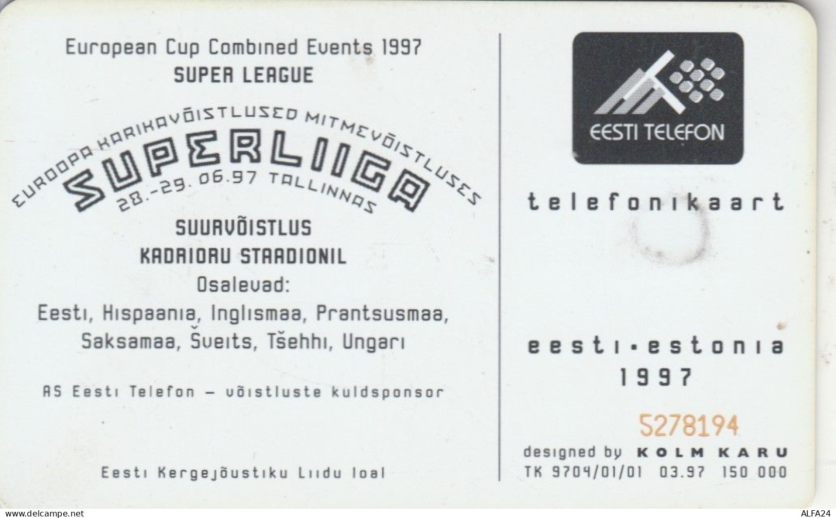 PHONE CARD ESTONIA  (E108.37.9 - Estonie