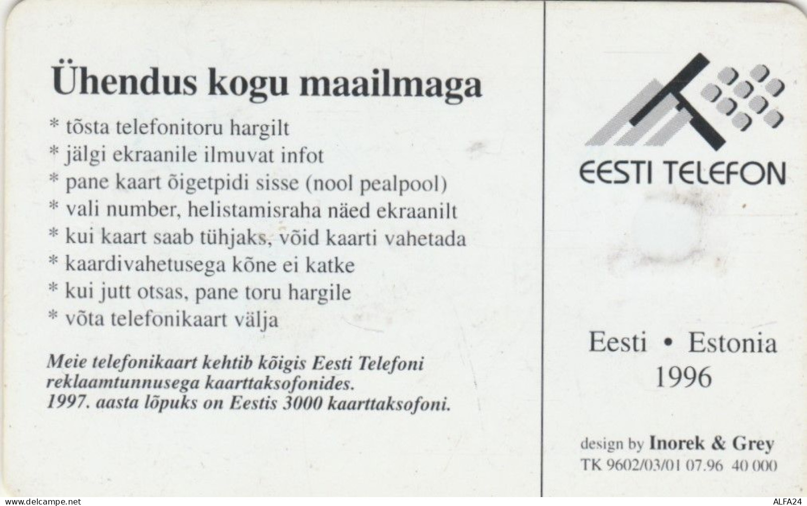 PHONE CARD ESTONIA  (E108.36.6 - Estland