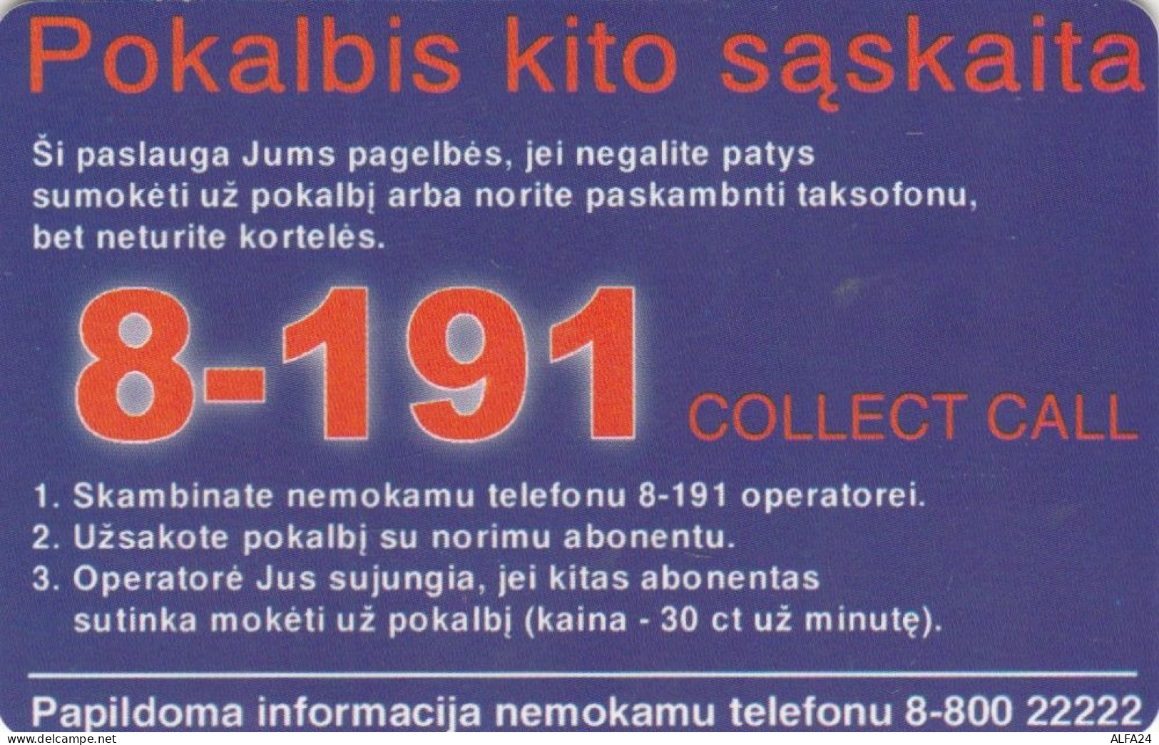PHONE CARD LITUANIA  (E108.29.4 - Litauen