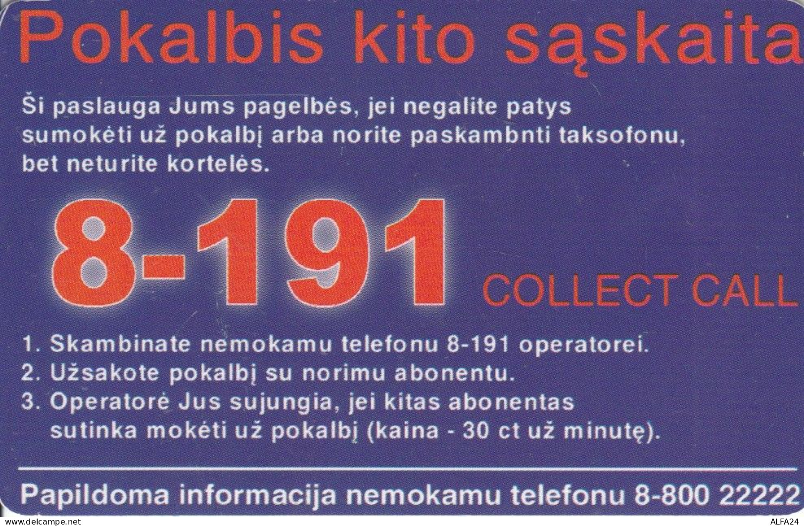 PHONE CARD LITUANIA  (E108.28.1 - Lituanie
