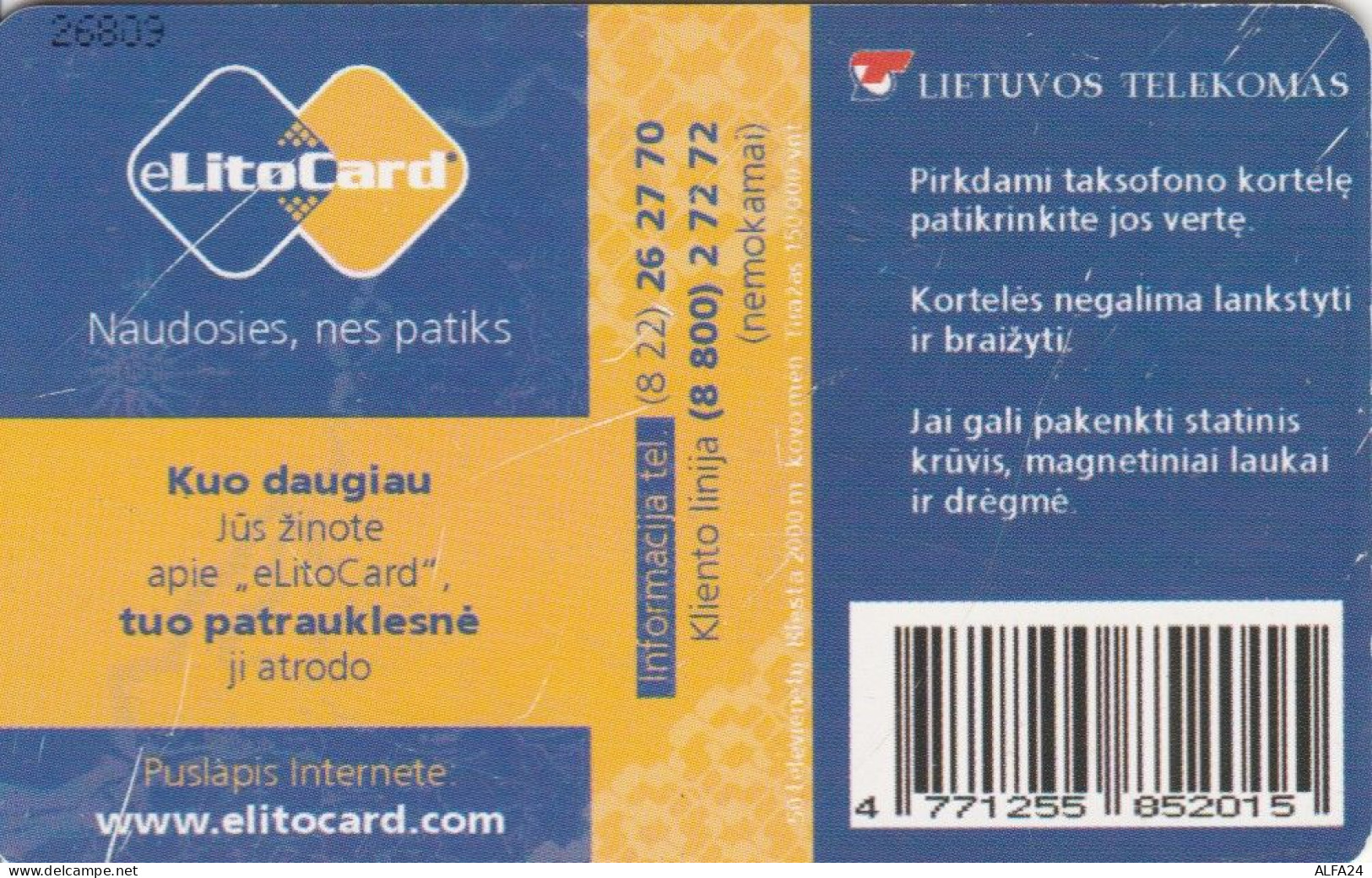 PHONE CARD LITUANIA  (E108.27.3 - Lituania