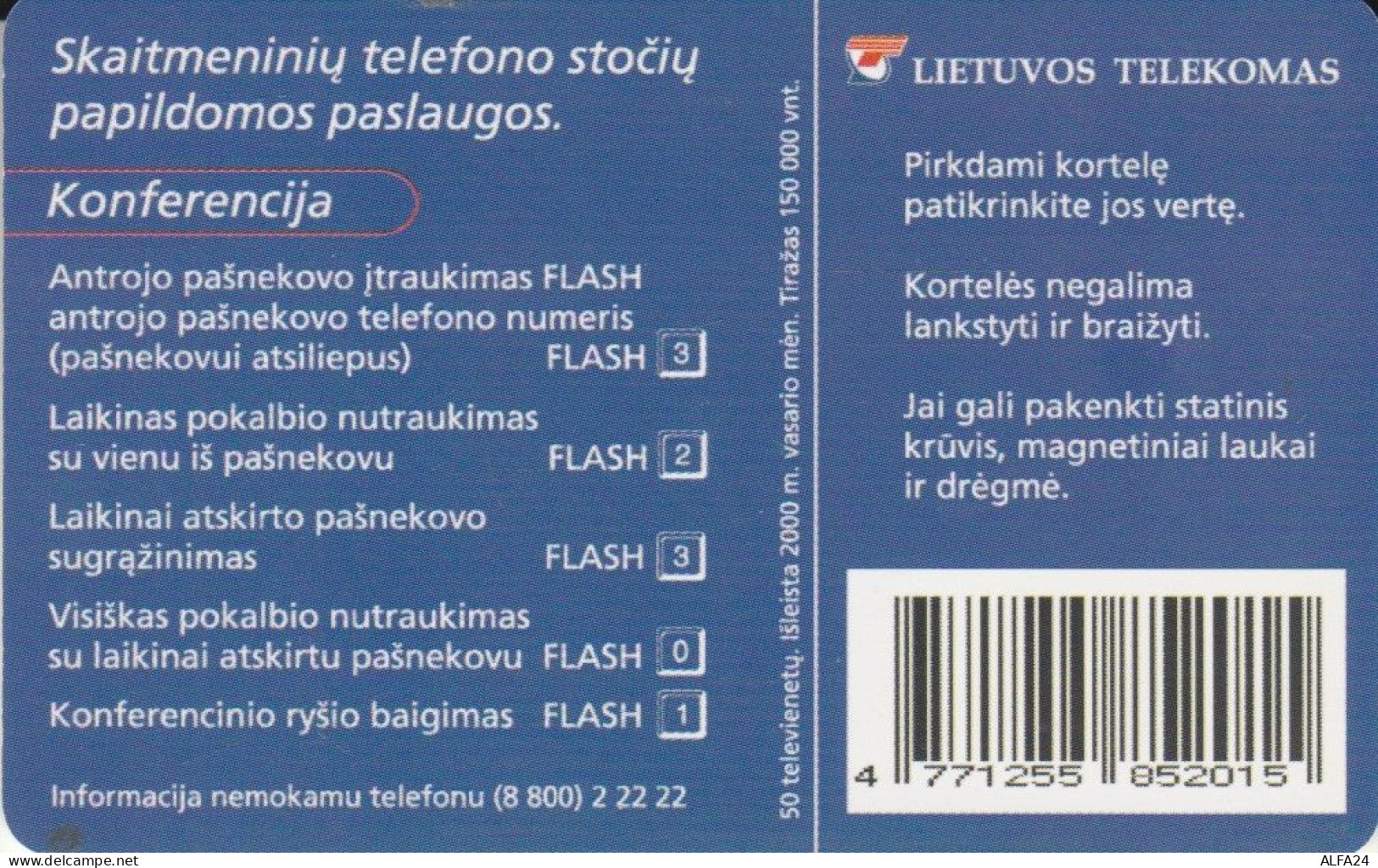 PHONE CARD LITUANIA  (E108.26.8 - Litauen