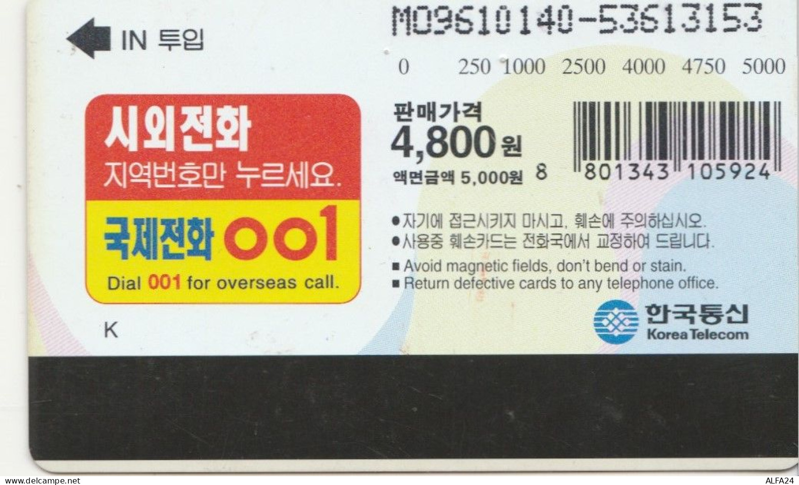 PHONE CARD COREA SUD  (E108.19.1 - Corée Du Sud