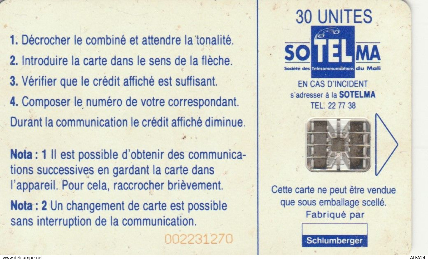 PHONE CARD MALI  (E108.10.3 - Mali