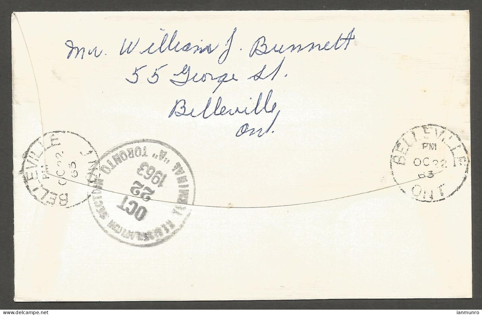 1963 Registered Cover 25c Paper/Wildings CDS Belleville To Toronto Ontario - Postal History