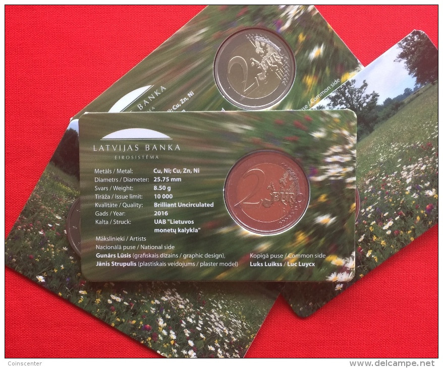 Latvia 2 Euro 2016 CoinCard "Cow" BiMetallic UNC - Letland