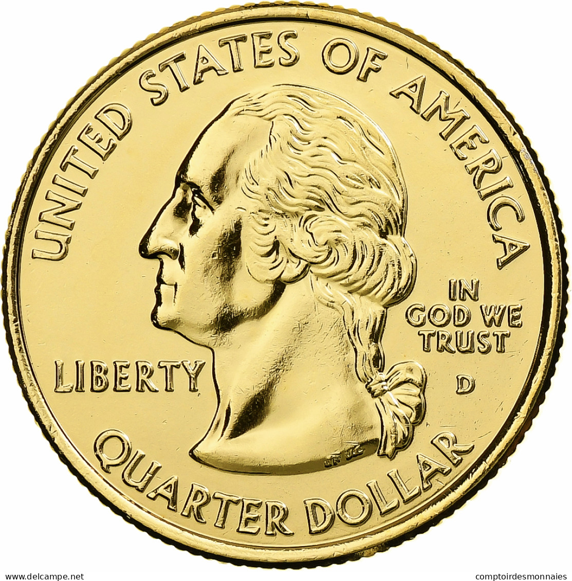 États-Unis, Quarter, Oregon, 2005, U.S. Mint, Golden, Cupronickel Plaqué - 1999-2009: State Quarters