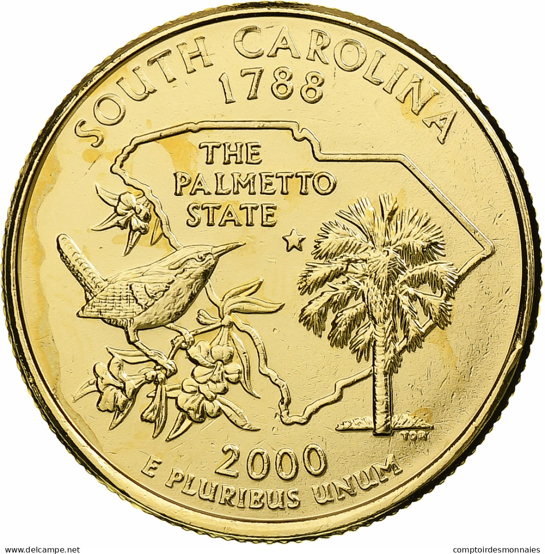 États-Unis, Quarter, South Carolina, 2000, U.S. Mint, Golden, Cupronickel - 2010-...: National Parks