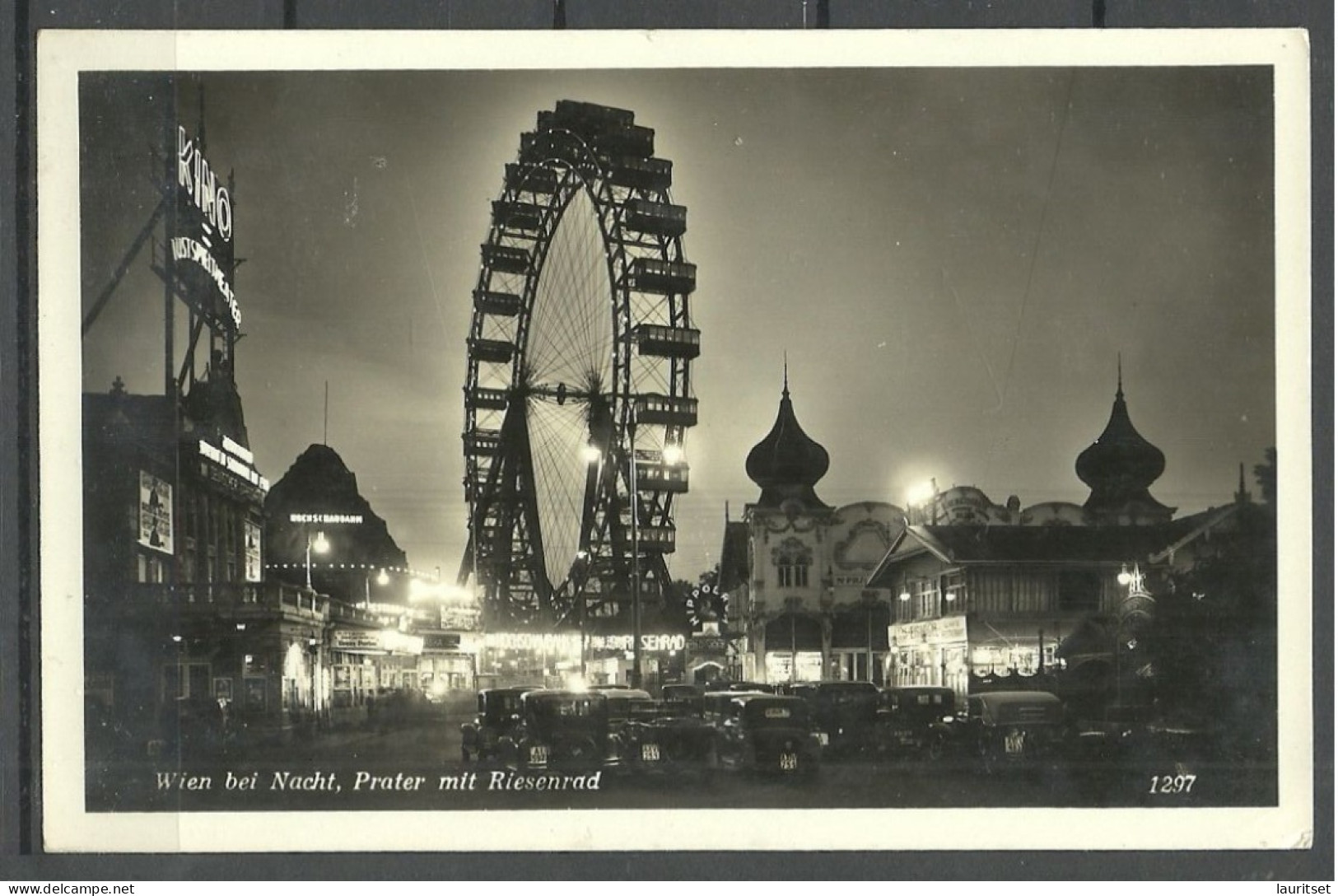 Austria Österreich Wien Bei Nacht, Prater Mit Riesenrad, Gesendet 1932 Nach Dänemark Denmark - Prater