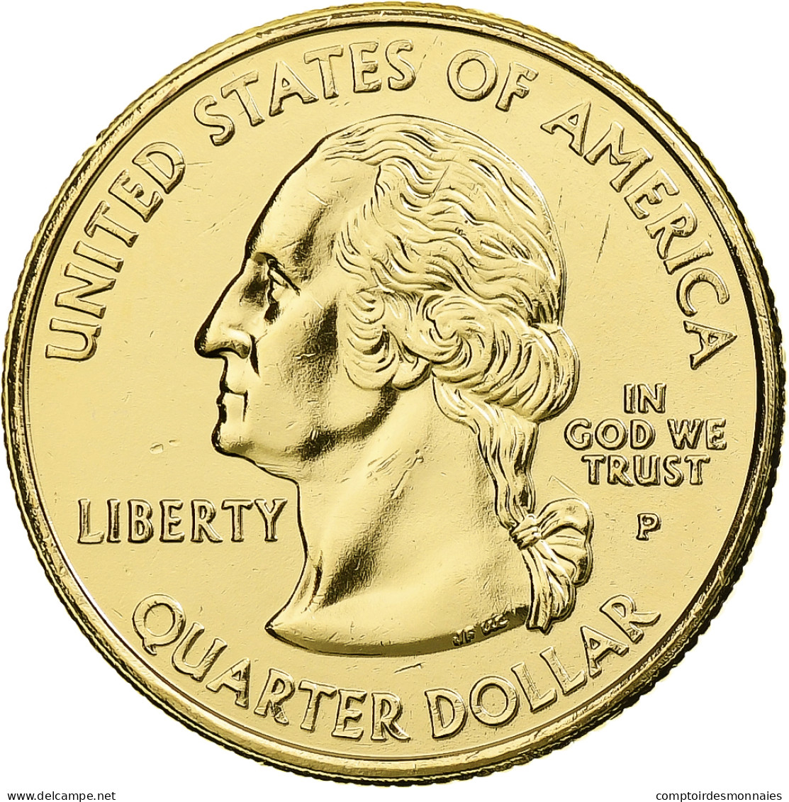 États-Unis, Quarter, Tennessee, 2002, U.S. Mint, Golden, Cupronickel Plaqué - 1999-2009: State Quarters