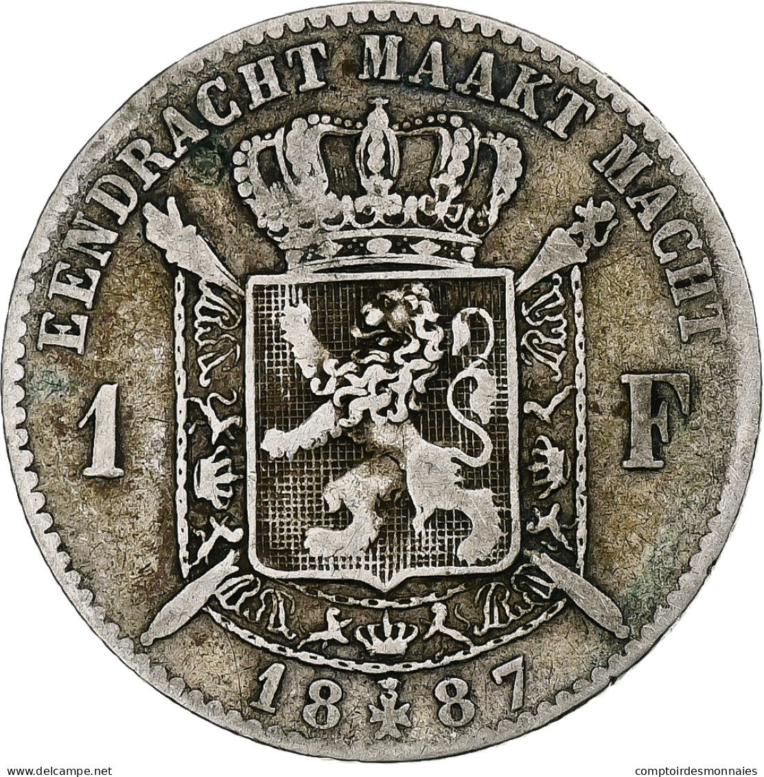 Belgique, Leopold II, Franc, 1887, Argent, TB, KM:29.2 - 1 Frank