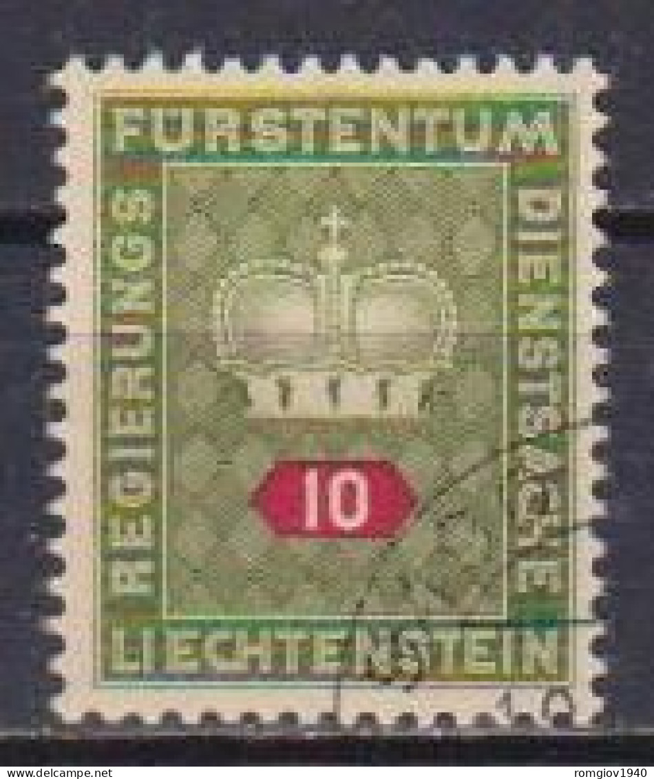 LIECHTENSTEIN 1950    SERVIZIO  CORONA E CIFRA  UNIF. 36  USATO  VF - Service