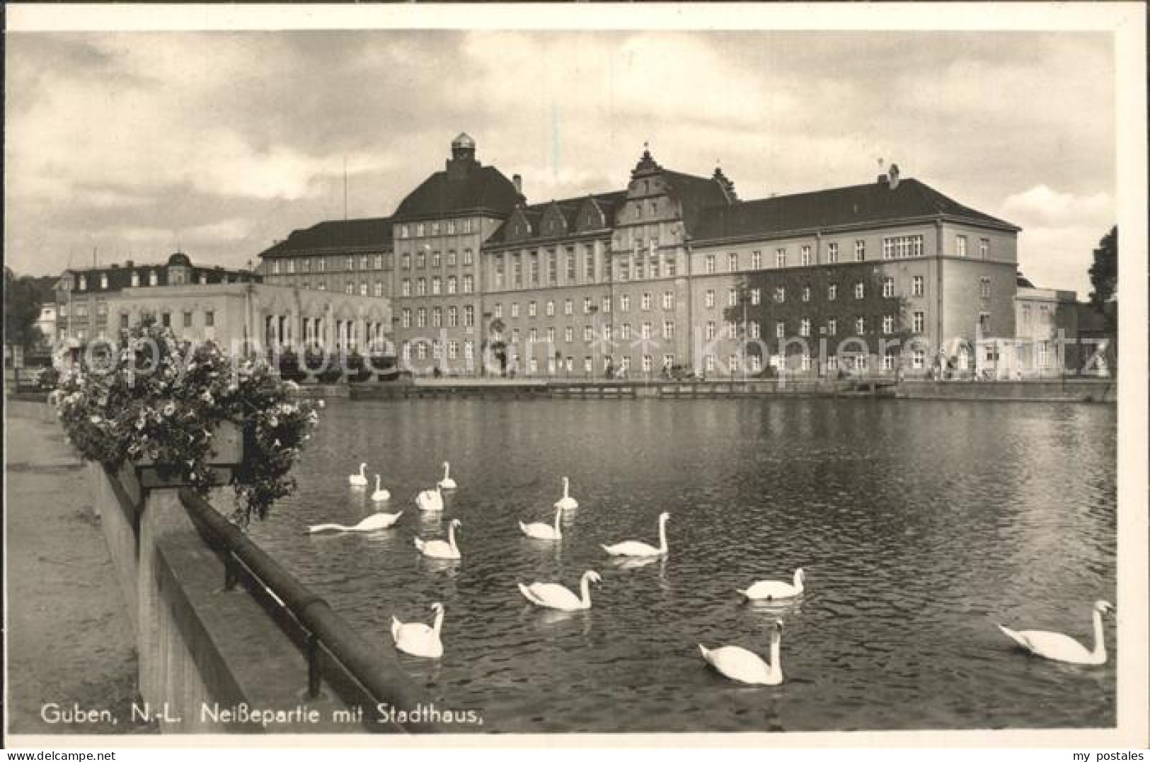 42220040 Guben Neissepartie Mit Stadthaus Schwaene Guben - Guben