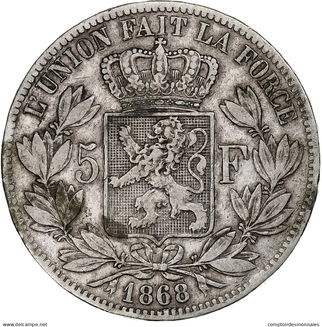 Belgique, Leopold II, 5 Francs, 5 Frank, 1868, Argent, TB+, KM:24 - 5 Francs