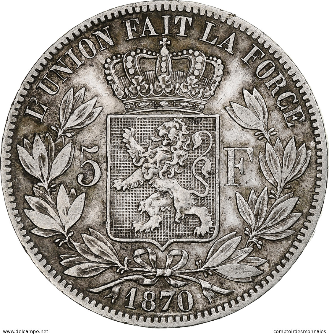 Belgique, Leopold II, 5 Francs, 5 Frank, 1870, Argent, TB+, KM:24 - 5 Francs
