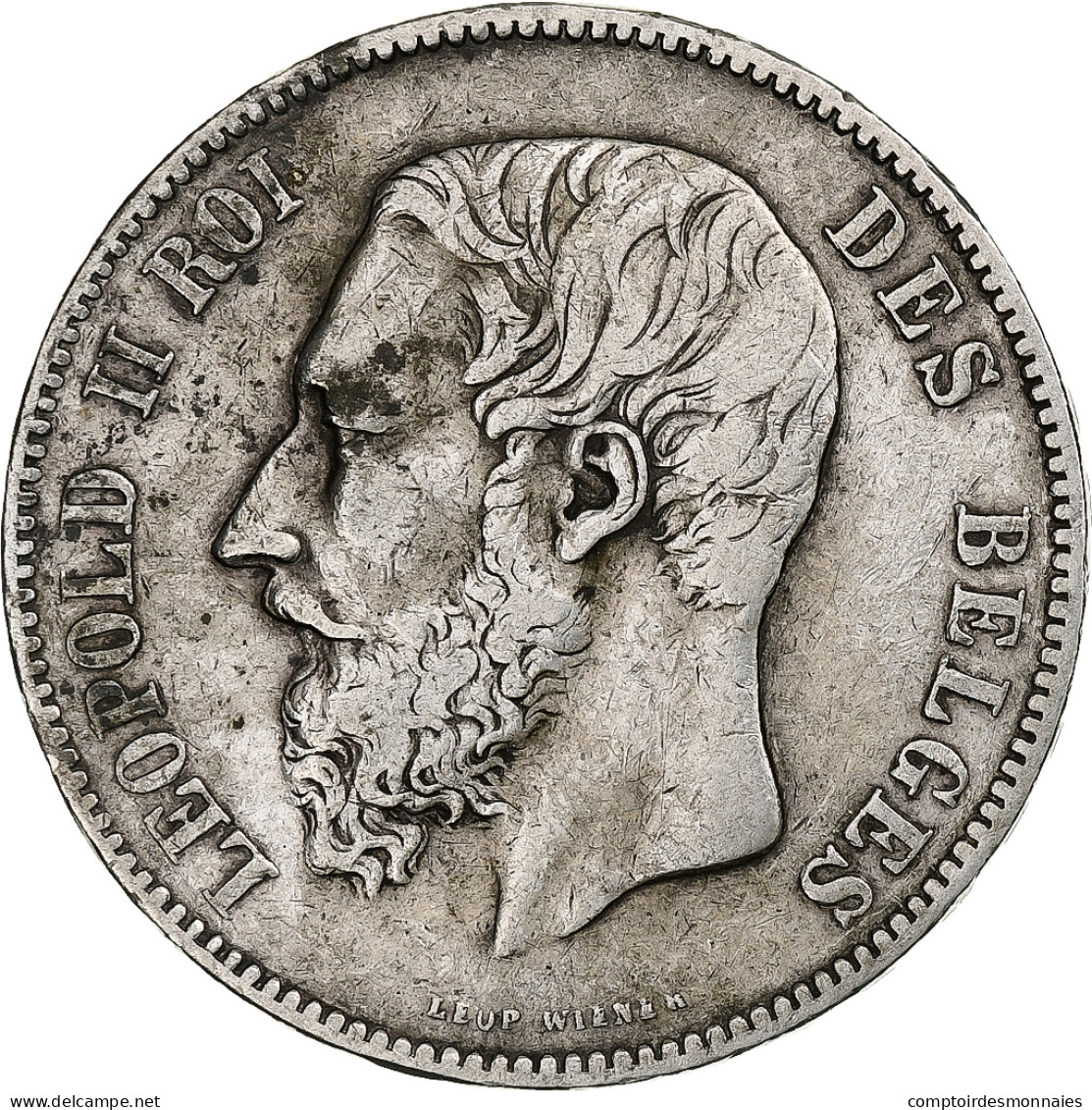 Belgique, Leopold II, 5 Francs, 5 Frank, 1873, Argent, TTB, KM:24 - 5 Francs