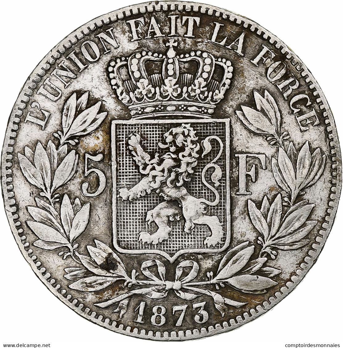 Belgique, Leopold II, 5 Francs, 5 Frank, 1873, Argent, TTB, KM:24 - 5 Frank