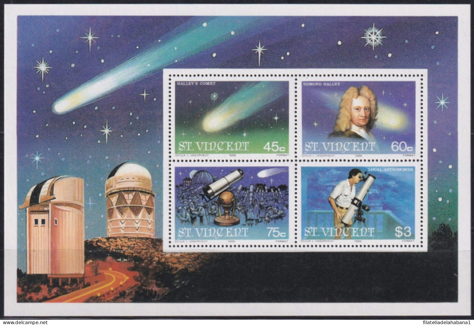 F-EX45055 ST VINCENT MNH 1986 SPACE COSMOS HALLEY COMET.  - Other & Unclassified