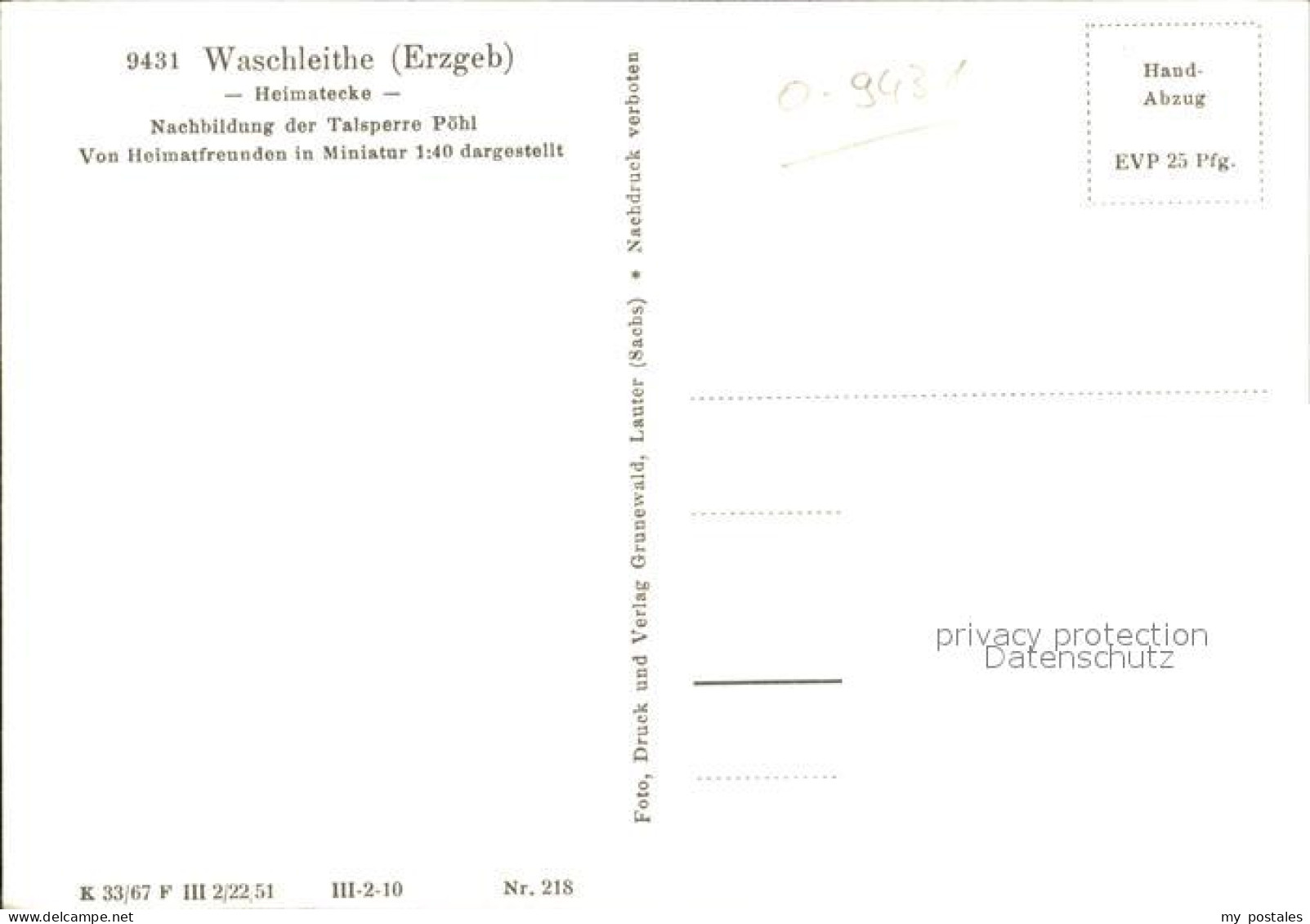 42211398 Waschleithe Tahlsperre Poehl Waschleithe - Gruenhain