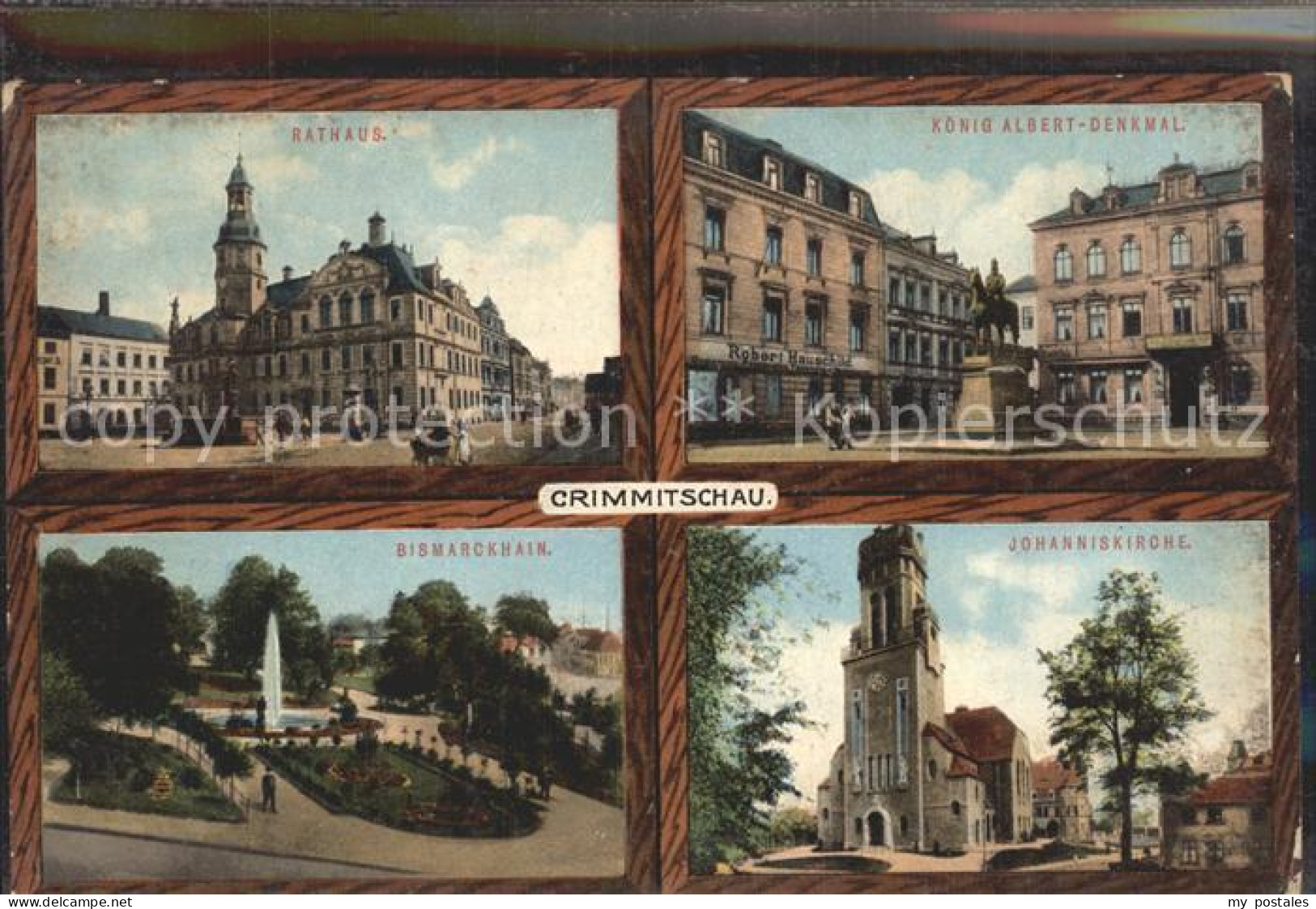 42211206 Crimmitschau Rathaus Koenig-Albert-Denkmal Bismarchhain Johanniskirche  - Crimmitschau