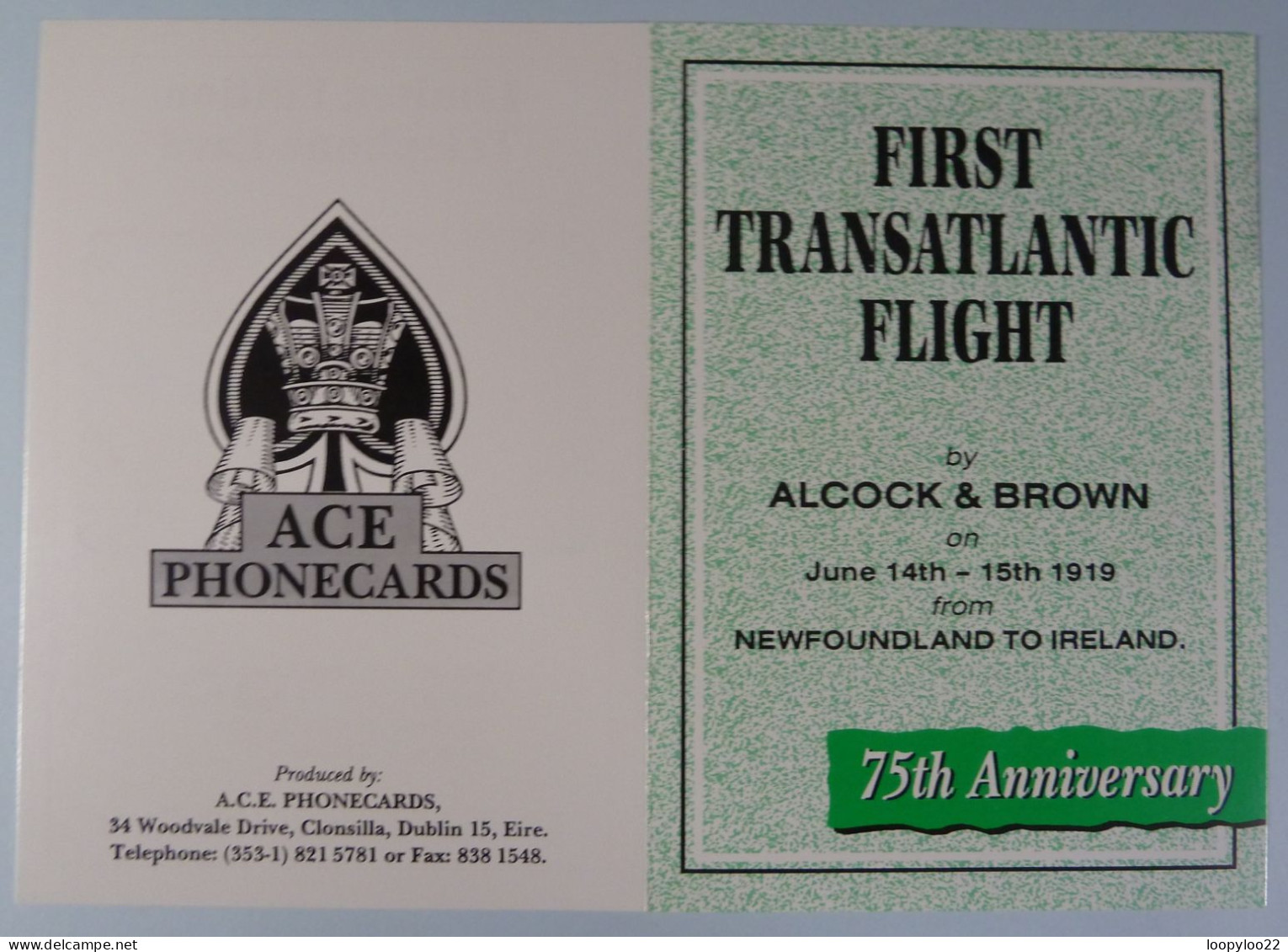 UK - BT - L&G - Alcock & Brown 1st Transatlantic Flight Newfoundland To Ireland - BTO080 - 407A  1500ex - Mint In Folder - BT Übersee