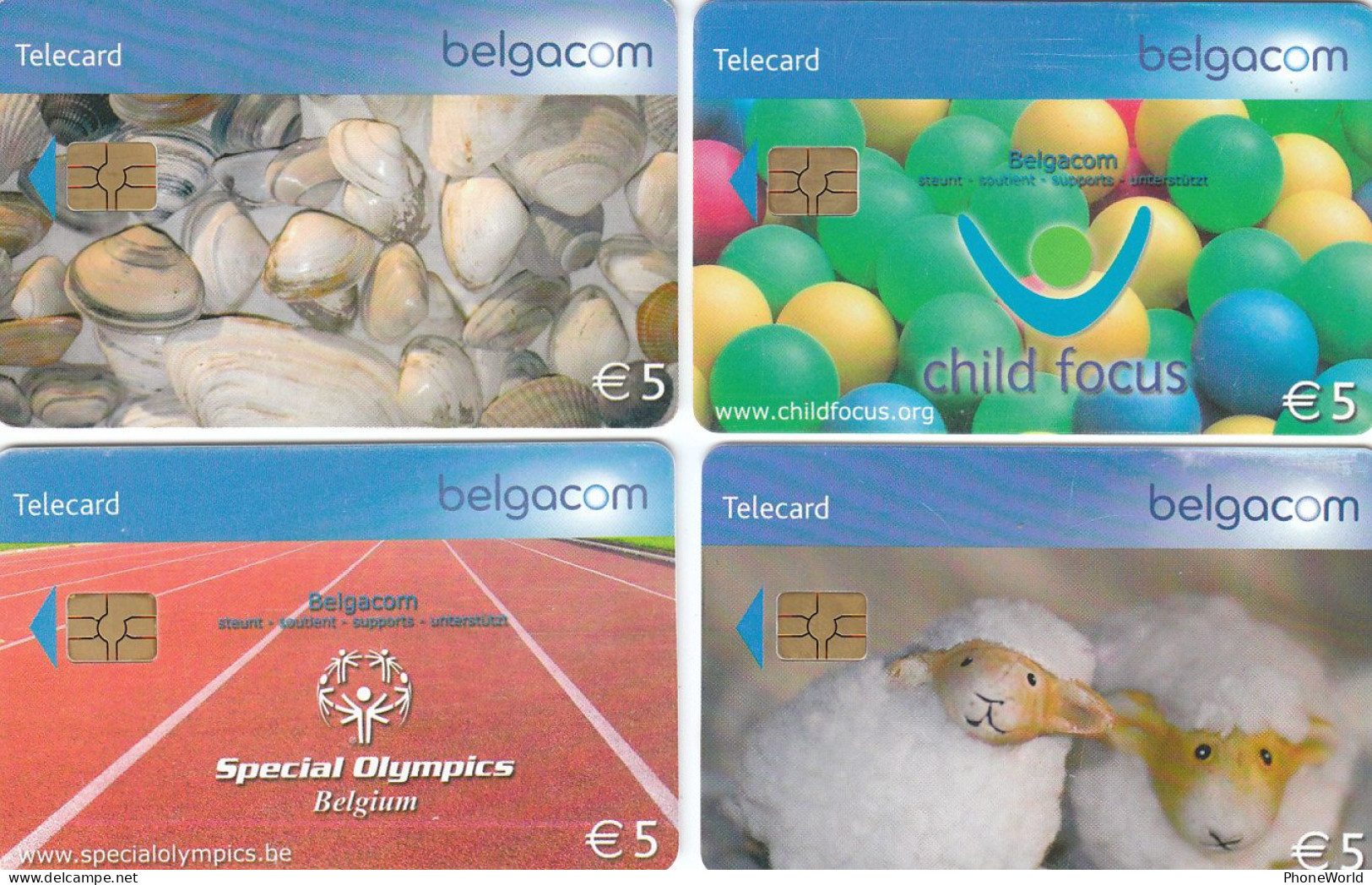 Belgacom 2010-2011 JJ & MJ, 4x5euro - Mit Chip