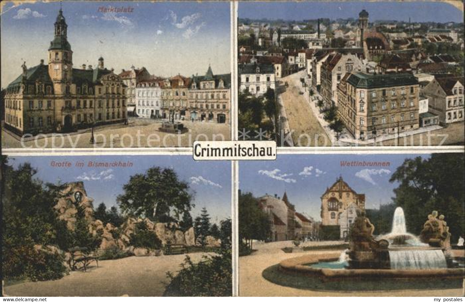 42206534 Crimmitschau Marktplatz Grotte Im Bismarckhain Gedenkstein Wettinbrunne - Crimmitschau