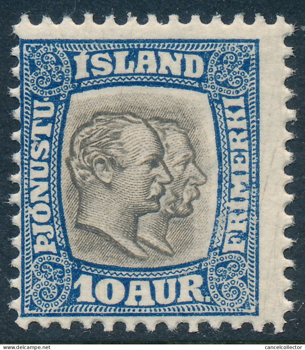 Iceland Islande Island 1907: 10 Aur Grey/blue Official, F Mint NH, Facit TJ36 (DCIS00003) - Dienstmarken