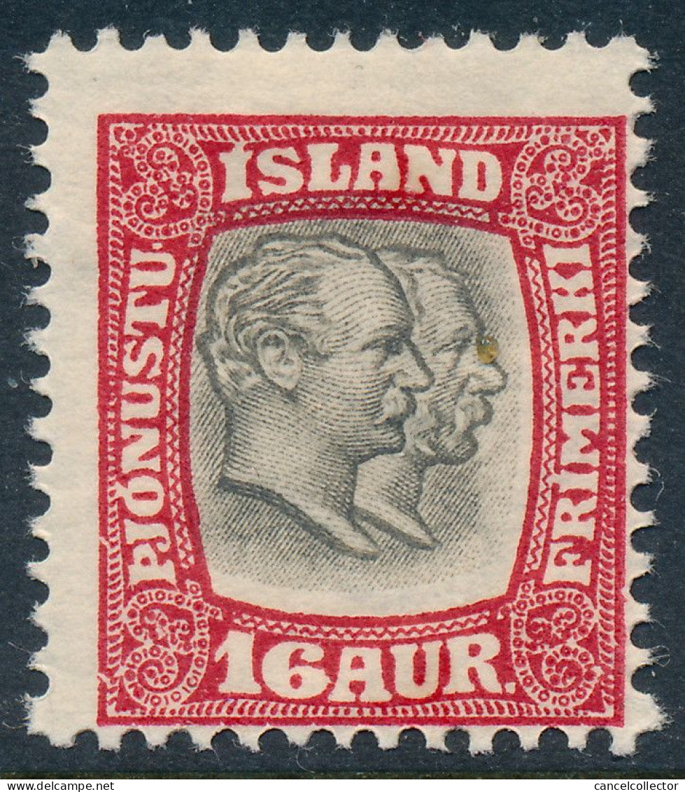 Iceland Islande Island 1907: 16 Aur Grey/red Official, F Mint NH, Facit TJ38 (DCIS00004) - Service