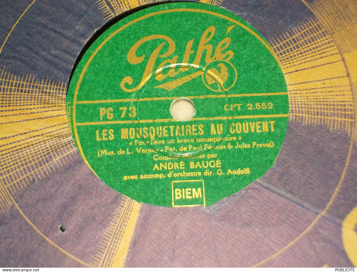 DISQUE 78 TOURS BARYTON  ANDRE BAUGE 1927 - 78 T - Disques Pour Gramophone