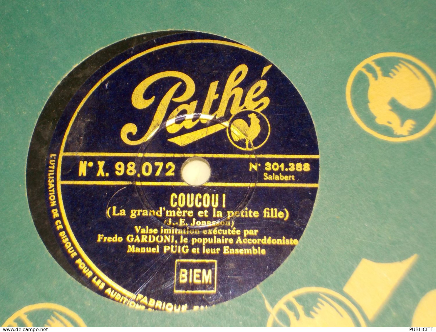 DISQUE 78 TOURS  VALSE  DE  FREDO GARDONI 1938 - 78 T - Disques Pour Gramophone