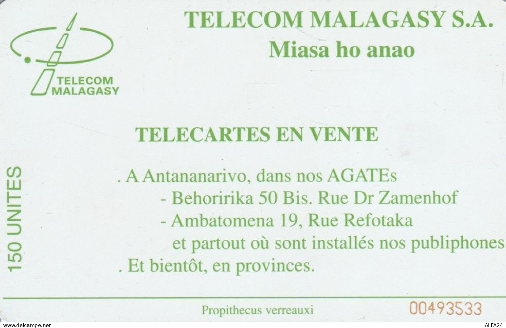 PHONE CARD MADAGASCAR  (E109.32.7 - Madagascar