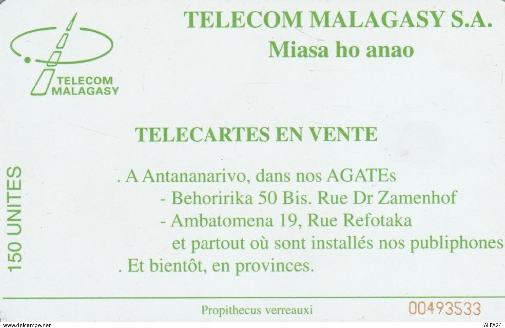 PHONE CARD MADAGASCAR  (E109.32.7 - Madagaskar