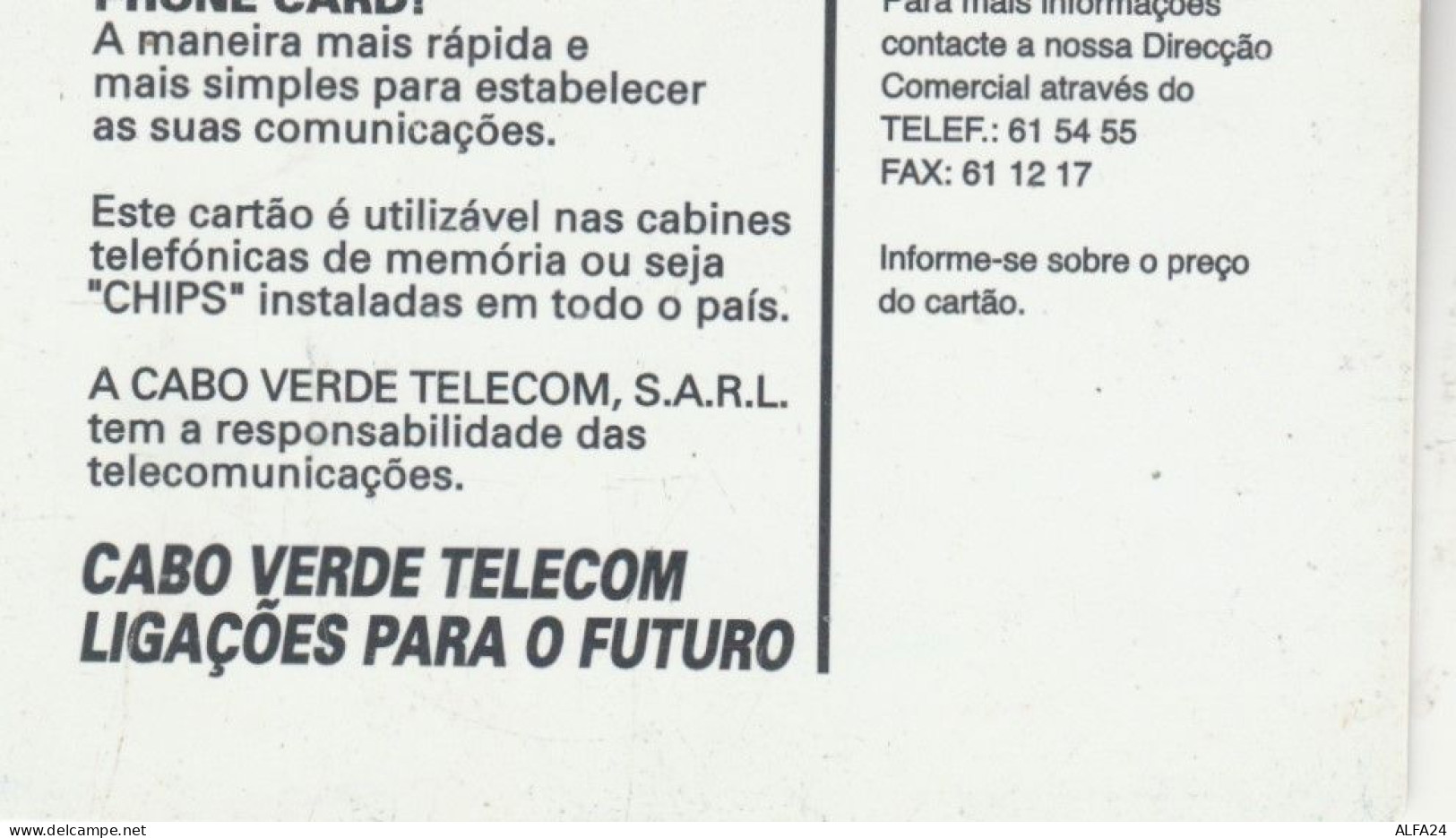 PHONE CARD CABO VERDE  (E109.28.1 - Kaapverdische Eilanden