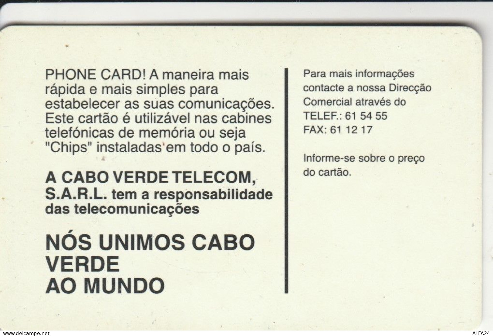 PHONE CARD CABO VERDE  (E109.27.1 - Cap Vert