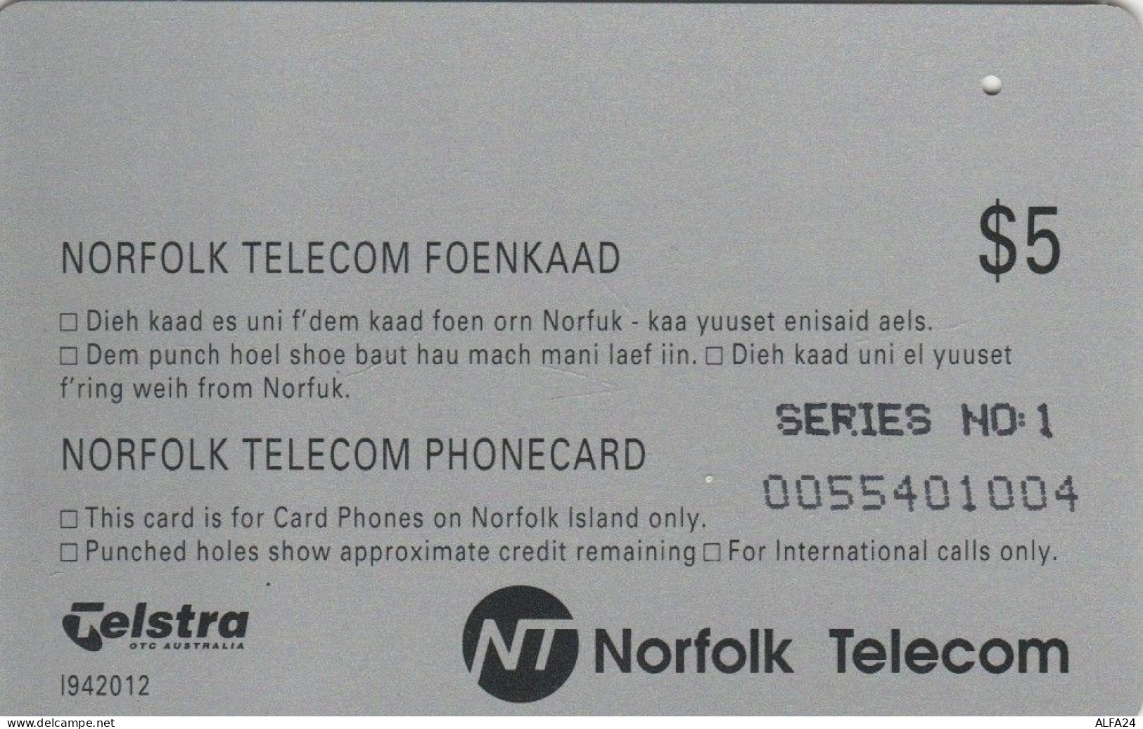 PHONE CARD ISOLE NORFOLK  (E109.26.3 - Norfolkinsel