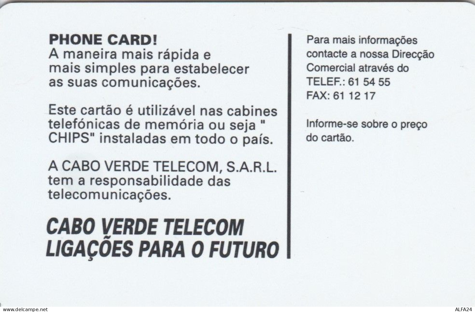 PHONE CARD CABO VERDE  (E109.15.7 - Cabo Verde