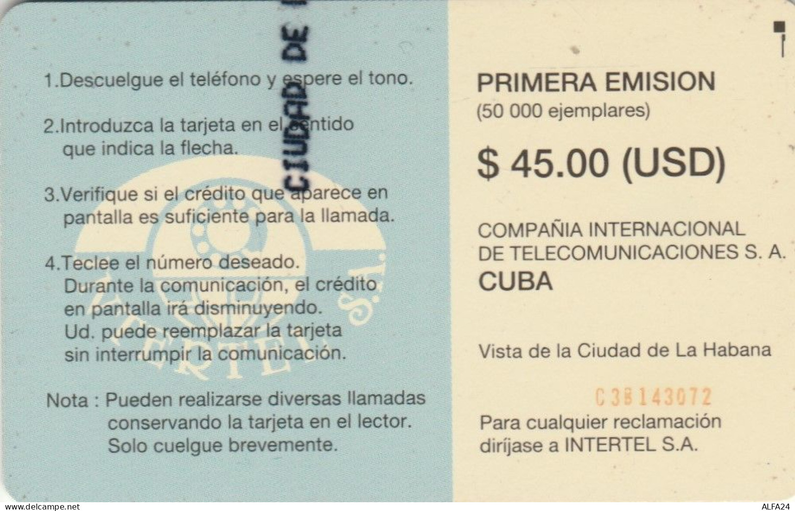 PHONE CARD CUBA  (E109.14.2 - Cuba