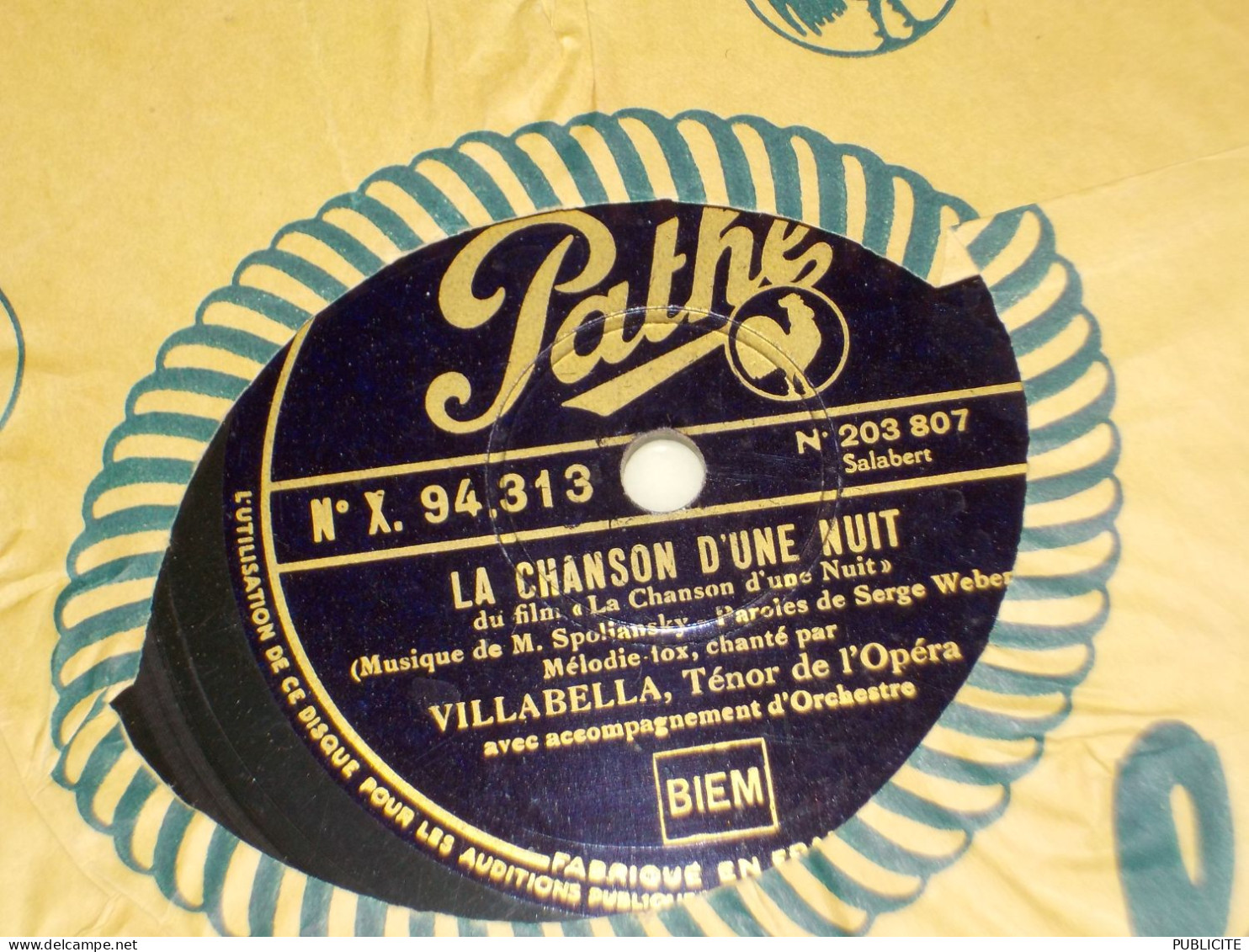 DISQUE 78 TOURS TENOR VILLABELLA 1933 - 78 T - Disques Pour Gramophone