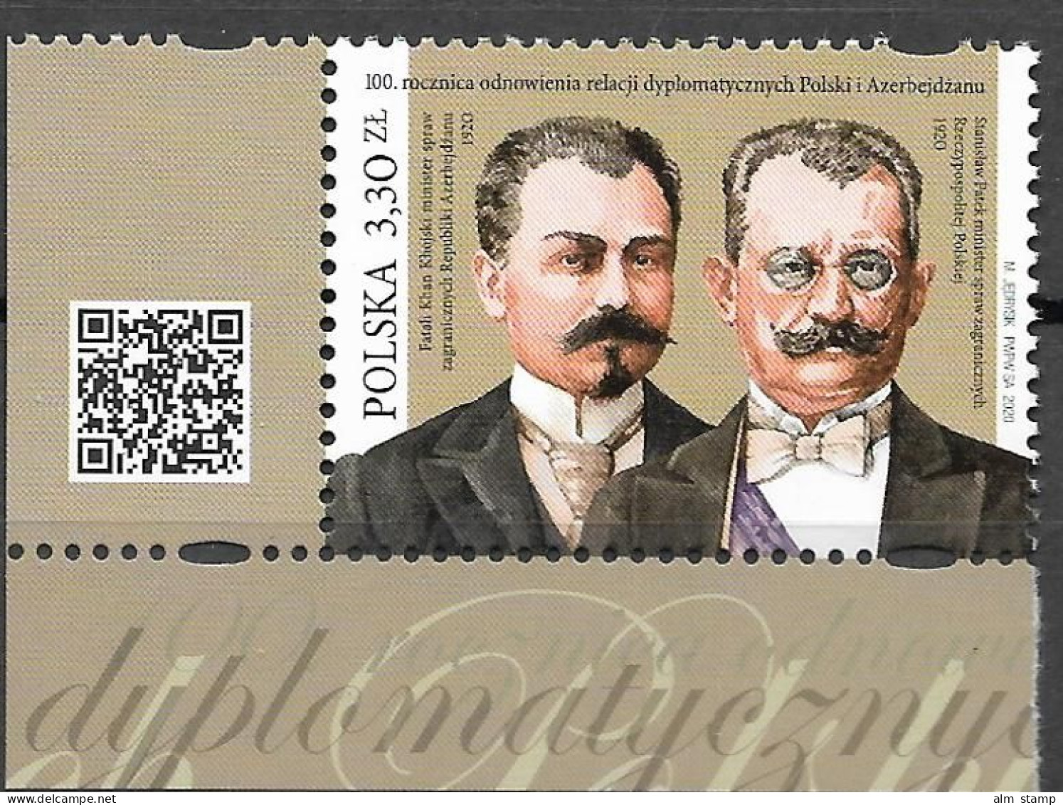 2020 Polen Polska  Mi. 5187 **MNH   100 Jahre Diplomatische Beziehungen Mit Aserbaidschan - Nuevos