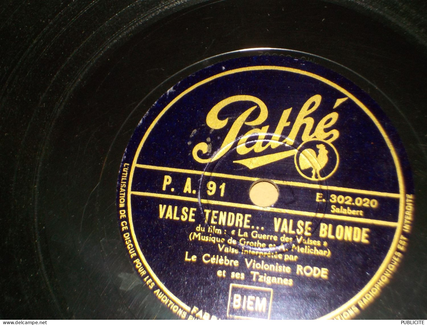 DISQUE 78 TOURS VALSE DU FILM LA GUERRE DES VALSE DE ALFRED RODE ET SES TZIGANES 1932 - 78 T - Disques Pour Gramophone