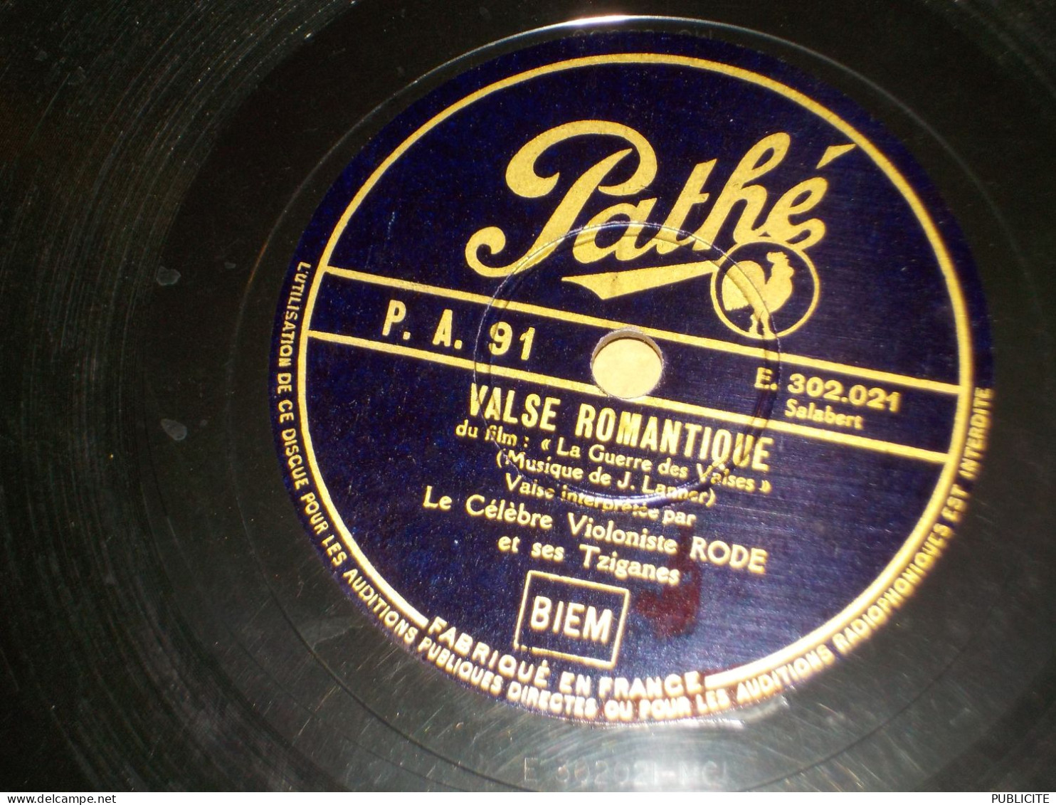 DISQUE 78 TOURS VALSE DU FILM LA GUERRE DES VALSE DE ALFRED RODE ET SES TZIGANES 1932 - 78 T - Disques Pour Gramophone