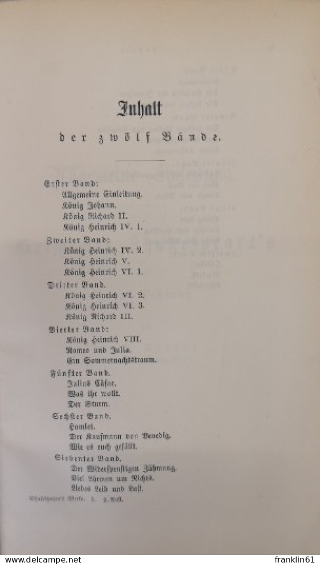 Shakespeare's dramatische Werke. 12 Bände.