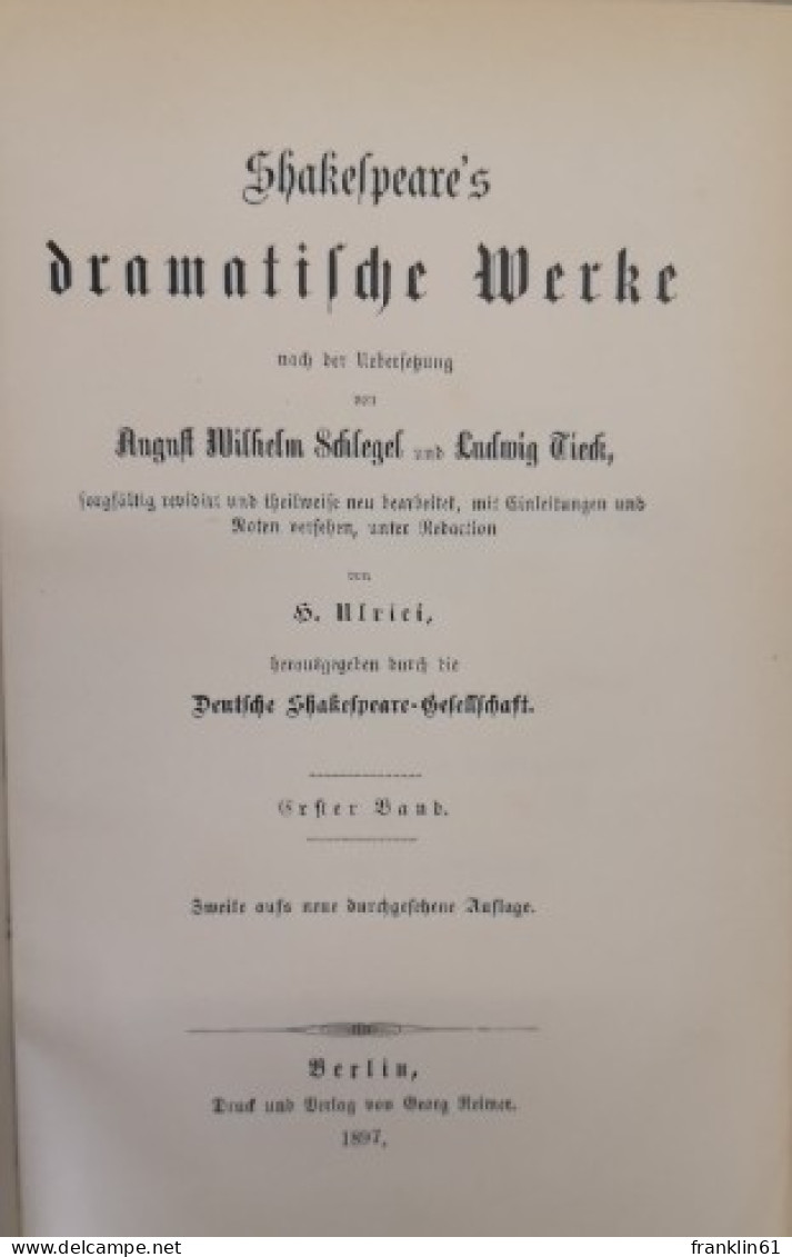 Shakespeare's dramatische Werke. 12 Bände.