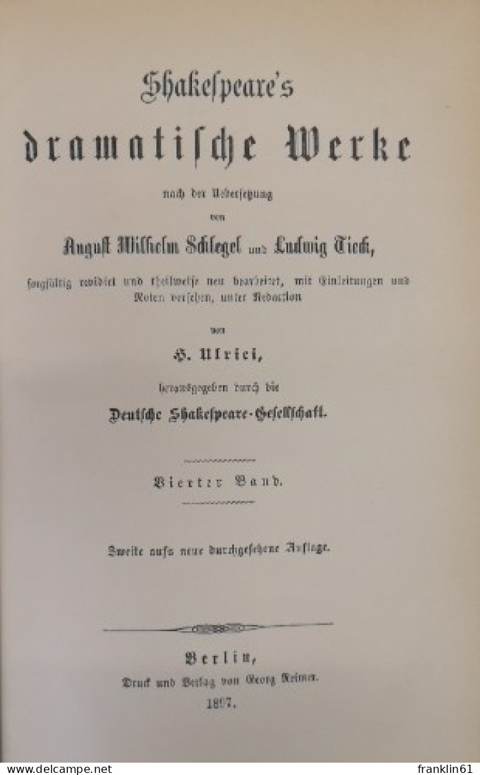 Shakespeare's dramatische Werke. 12 Bände.