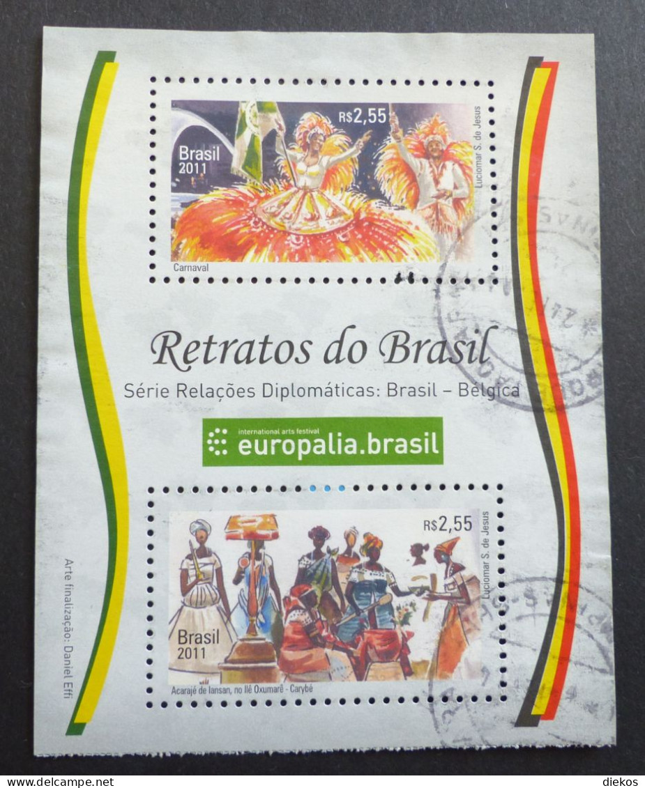 Brazil 2011  Europalia - Carnaval - Kaiapo Indianen  Block  Used   #6336 - Blocs-feuillets