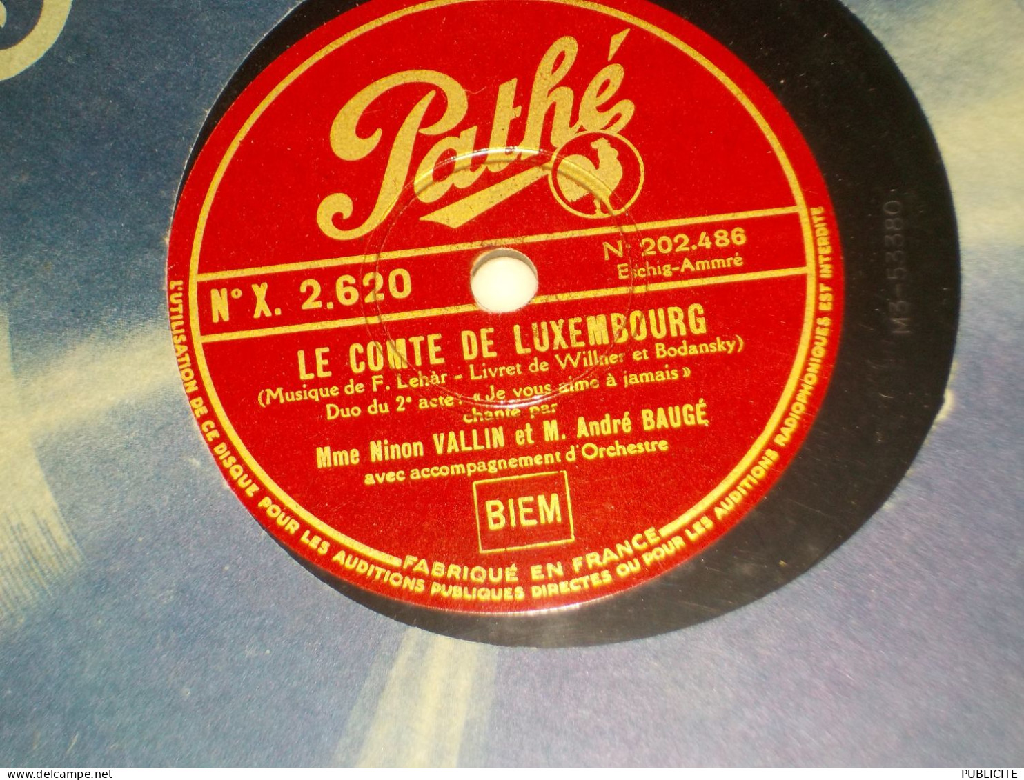 DISQUE 78 TOURS DUO CHANTE NINON VALLIN ET ANDRE BAUGE 1930 - 78 T - Disques Pour Gramophone