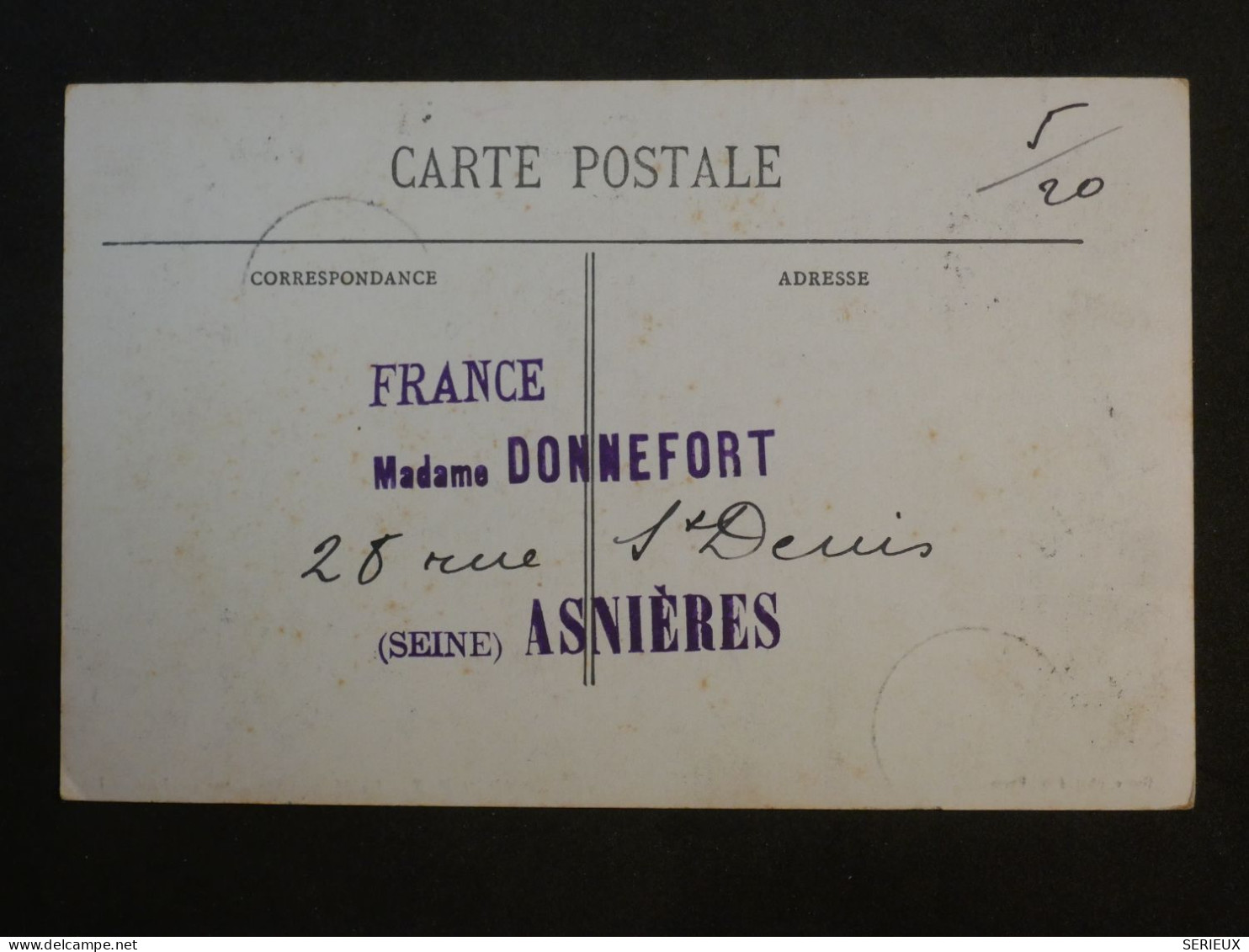 DB0 GABON  SUR BELLE CARTE 1919 CAP LOPEZ . FERNAN  A ASNIERES FRANCE  +SURCHARGE + AFF. INTERESSANT++++ - Brieven En Documenten